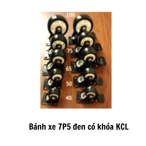 Bánh xe 7P5 đen có khóa KCL