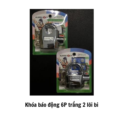 Khóa báo động 6P trắng 2 lõi bi