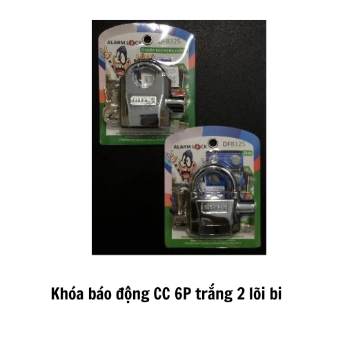 Khóa báo động CC 6P trắng 2 lõi bi