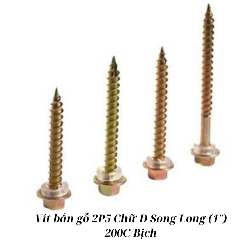 Vít bắn gỗ 2P5 Chữ D Song Long (1'') 200C/Bịch