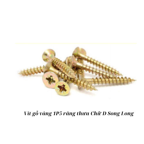 Vít gỗ vàng 1P5 răng thưa Chữ D Song Long