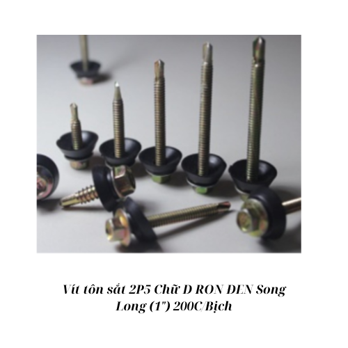 Vít tôn sắt 2P5 Chữ D RON ĐEN Song Long (1") 200C/Bịch