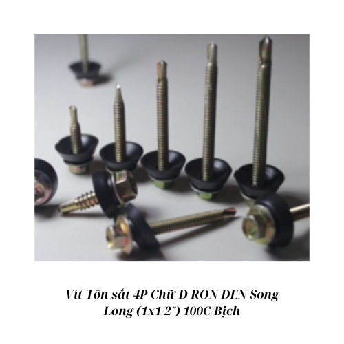 Vít Tôn sắt 4P Chữ D RON ĐEN Song Long (1x1/2") 100C/Bịch