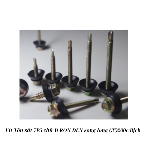 Vít Tôn sắt 7P5 chữ D RON ĐEN song long (3")200c/Bịch