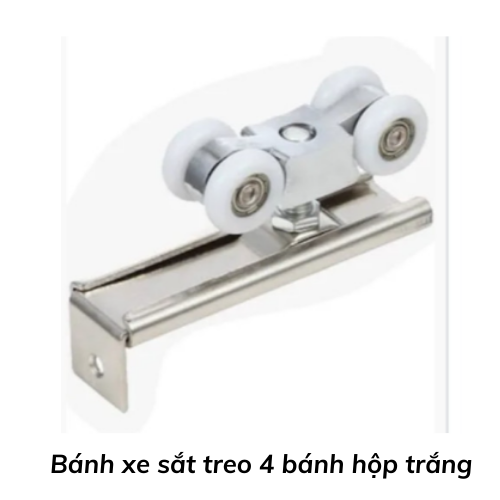 Bánh xe sắt treo 4 bánh hộp trắng