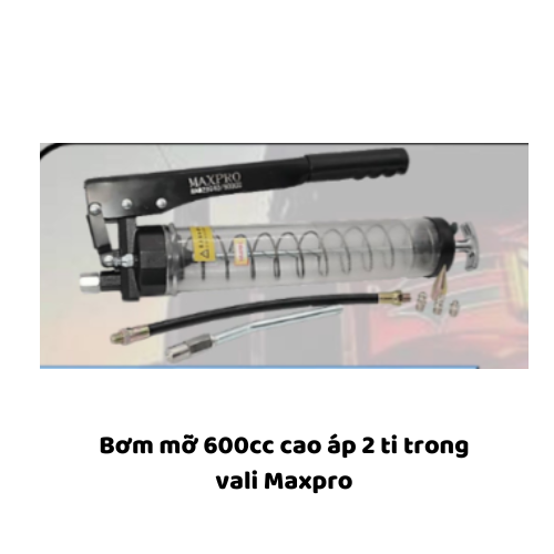 Bơm mỡ 600cc cao áp 2 ti trong vali Maxpro