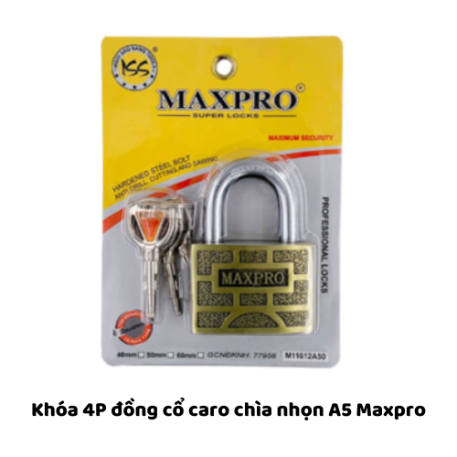 Khóa 4P đồng cổ caro chìa nhọn A5 Maxpro