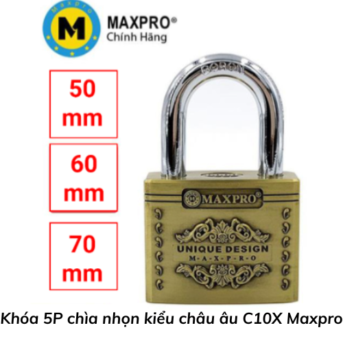 Khóa 5P chìa nhọn kiểu châu âu C10X Maxpro