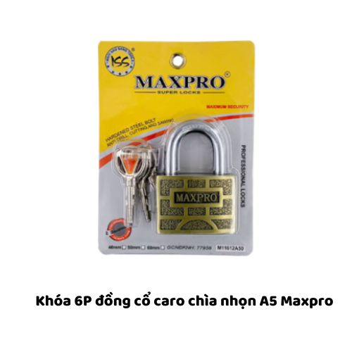 Khóa 6P đồng cổ caro chìa nhọn A5 Maxpro