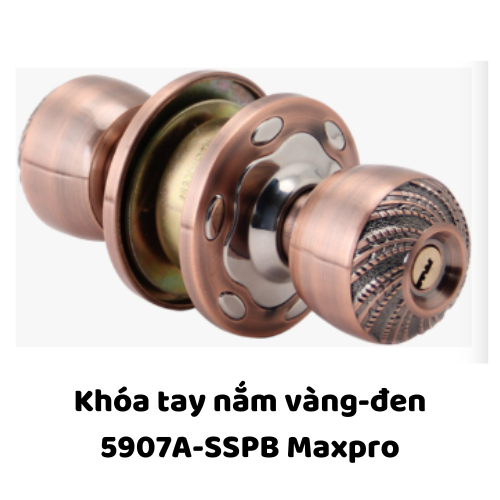 Khóa tay nắm vàng-đen 5907A-SSPB Maxpro