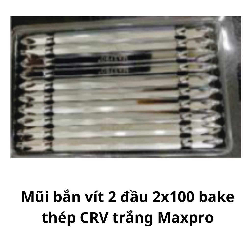 Mũi bắn vít 2 đầu 2x100 bake thép CRV trắng Maxpro