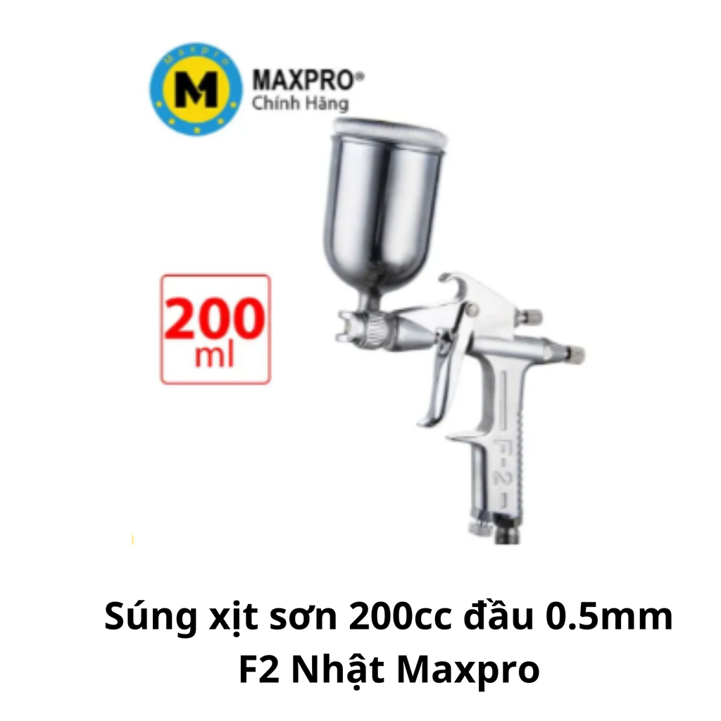 Súng xịt sơn 200cc đầu 0.5mm F2 Nhật Maxpro