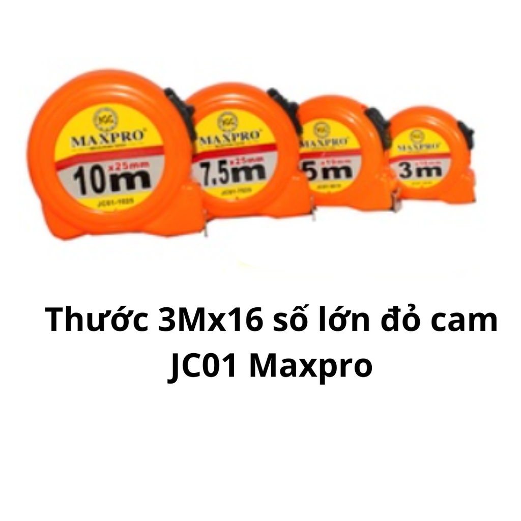 Thước 3Mx16 số lớn đỏ cam JC01 Maxpro