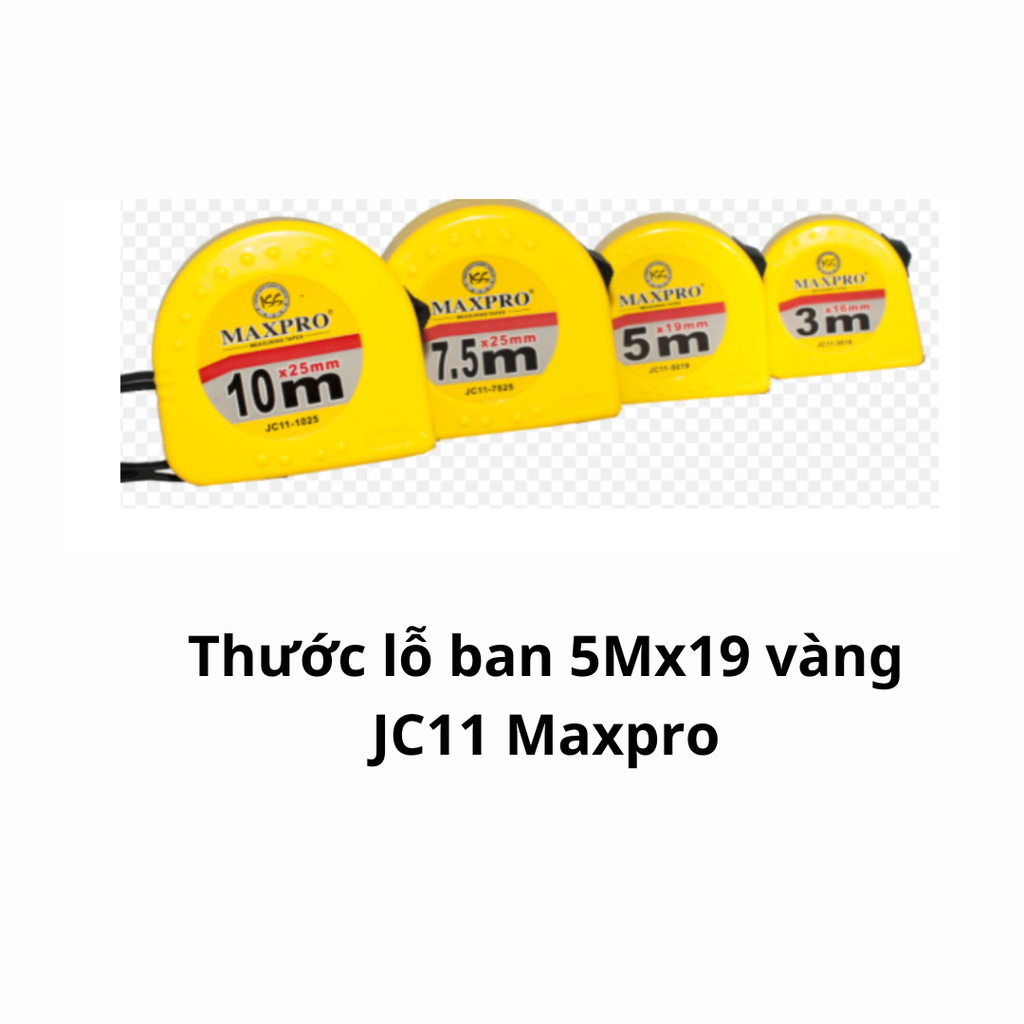 Thước lỗ ban 5Mx19 vàng JC11 Maxpro