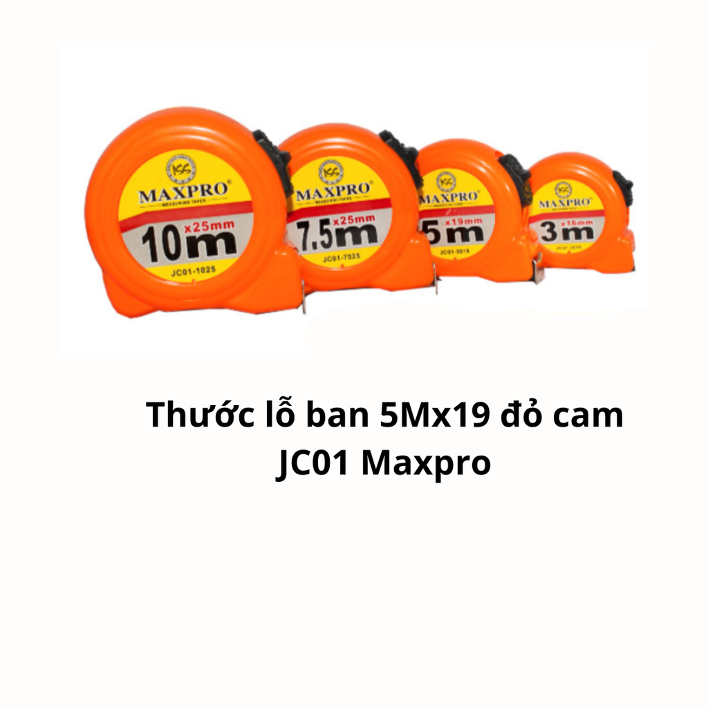 Thước lỗ ban 5Mx19 đỏ cam JC01 Maxpro