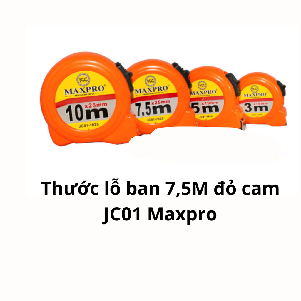 Thước lỗ ban 7,5M đỏ cam JC01 Maxpro