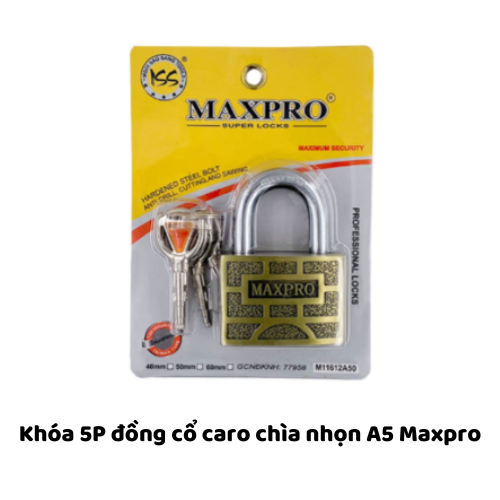 Khóa 5P đồng cổ caro chìa nhọn A5 Maxpro