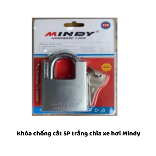 Khóa chống cắt 5P trắng chìa xe hơi  Mindy