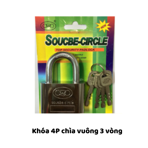 Khóa 4P chìa vuông 3 vòng