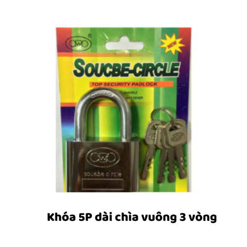 Khóa 5P dài chìa vuông 3 vòng