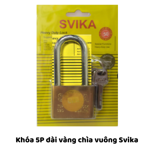 Khóa 5P dài vàng chìa vuông Svika