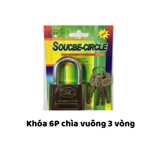 Khóa 6P chìa vuông 3 vòng