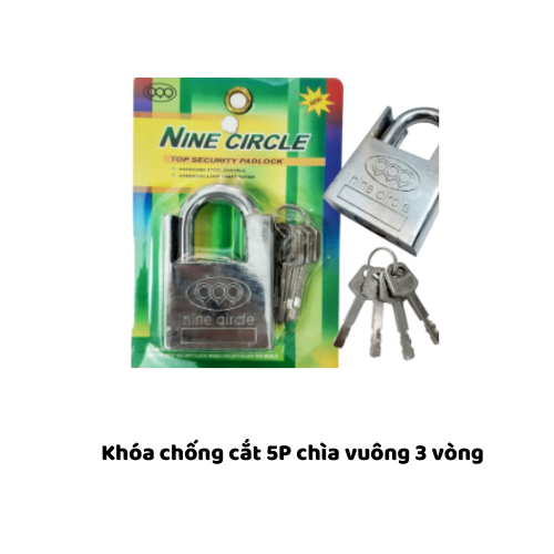 Khóa chống cắt 5P chìa vuông 3 vòng