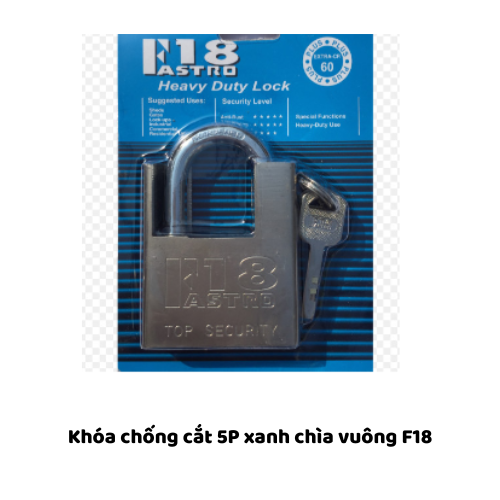 Khóa chống cắt 5P xanh chìa vuông F18