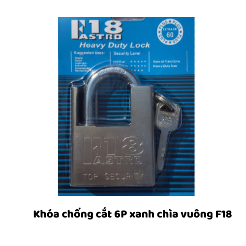 Khóa chống cắt 6P xanh chìa vuông F18