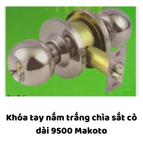 Khóa tay nắm trắng chìa sắt cò dài 9500 Makoto