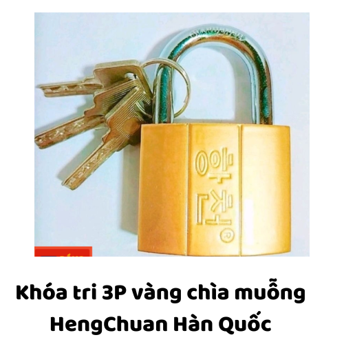 Khóa tri 3P vàng chìa muỗng HengChuan Hàn Quốc