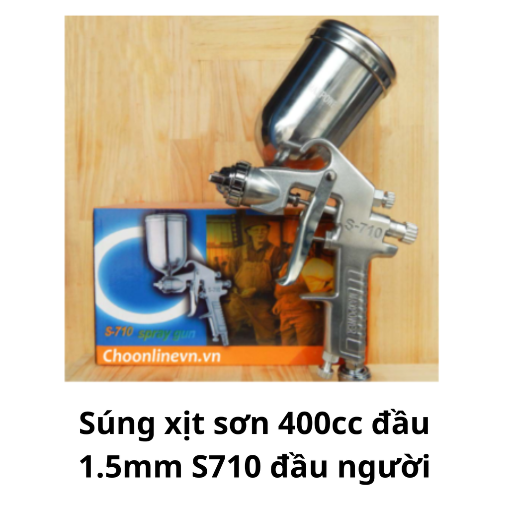 Súng xịt sơn 400cc đầu 1.5mm S710 đầu người