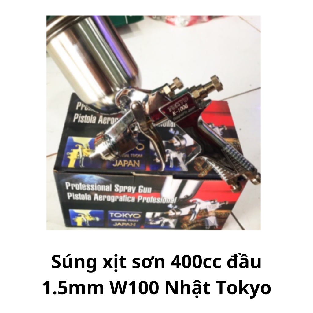 Súng xịt sơn 400cc đầu 1.5mm W100 Nhật Tokyo