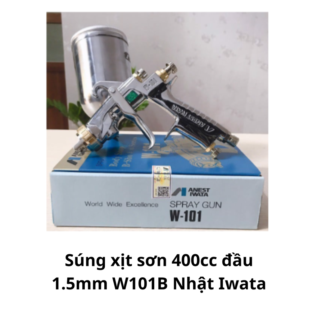 Súng xịt sơn 400cc đầu 1.5mm W101B Nhật Iwata