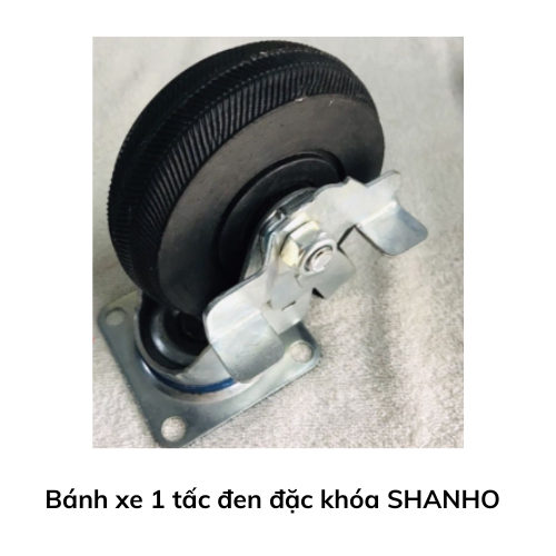 Bánh xe 1 tấc đen đặc khóa SHANHO