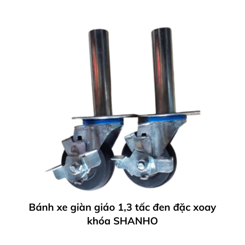 Bánh xe giàn giáo 1,3 tấc đen đặc xoay khóa SHANHO