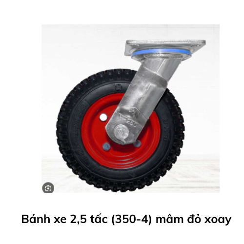 Bánh xe 2,5 tấc (350-4) mâm đỏ xoay