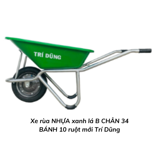 Xe rùa NHỰA xanh lá B CHÂN 34 BÁNH 10 ruột mới Trí Dũng