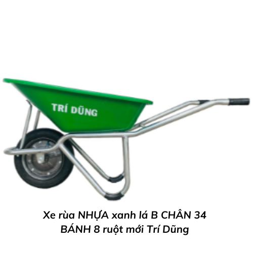 Xe rùa NHỰA xanh lá B CHÂN 34 BÁNH 8 ruột mới Trí Dũng