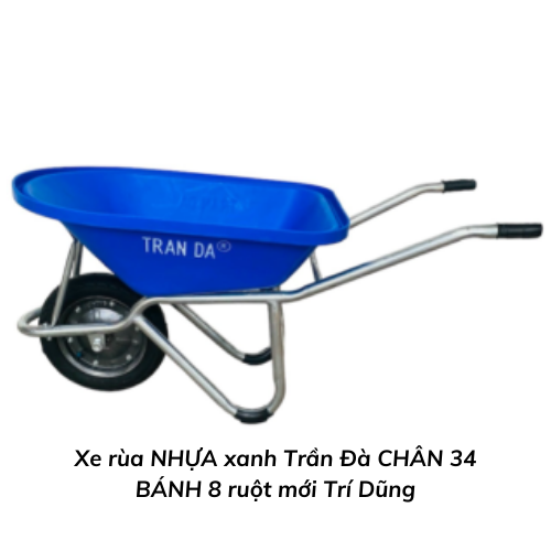 Xe rùa NHỰA xanh Trần Đà CHÂN 34 BÁNH 8 ruột mới Trí Dũng