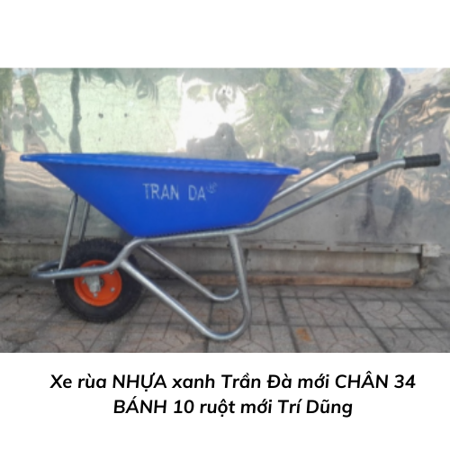 Xe rùa NHỰA xanh Trần Đà mới CHÂN 34 BÁNH 10 ruột mới Trí Dũng