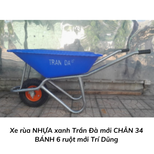 Xe rùa NHỰA xanh Trần Đà mới CHÂN 34 BÁNH 6 ruột mới Trí Dũng