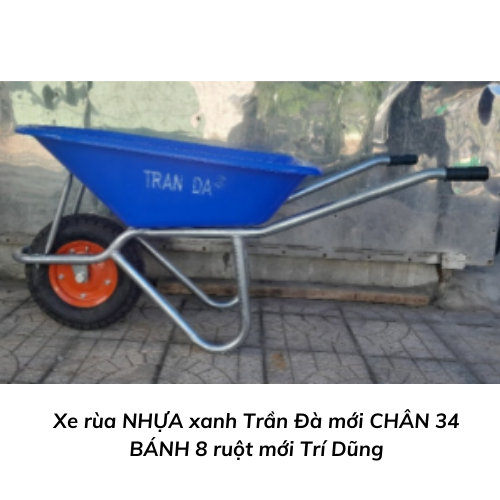 Xe rùa NHỰA xanh Trần Đà mới CHÂN 34 BÁNH 8 ruột mới Trí Dũng