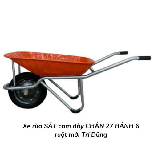 Xe rùa SẮT cam dày CHÂN 27 BÁNH 6 ruột mới Trí Dũng