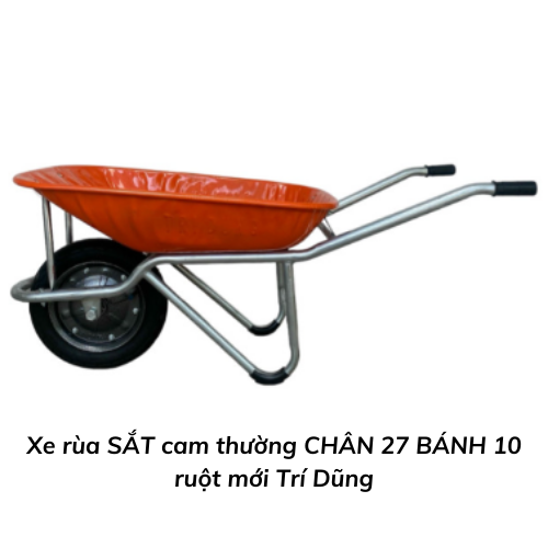 Xe rùa SẮT cam thường CHÂN 27 BÁNH 10 ruột mới Trí Dũng