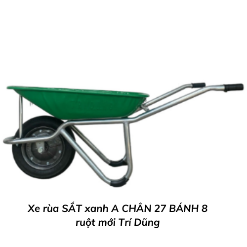 Xe rùa SẮT xanh A CHÂN 27 BÁNH 8 ruột mới Trí Dũng