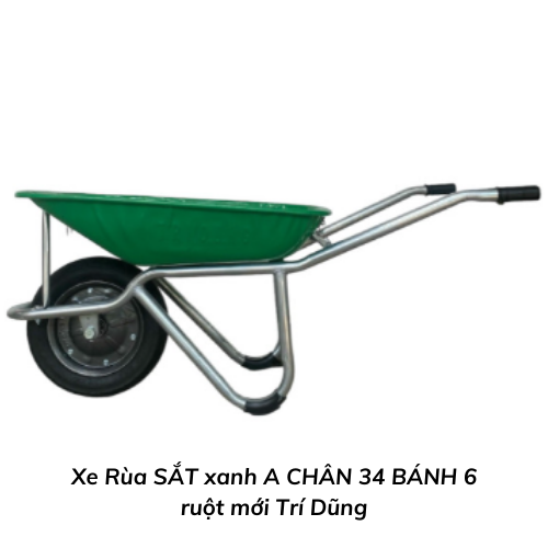 Xe Rùa SẮT xanh A CHÂN 34 BÁNH 6 ruột mới Trí Dũng