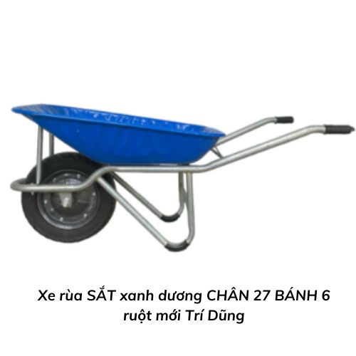 Xe rùa SẮT xanh dương CHÂN 27 BÁNH 6 ruột mới Trí Dũng