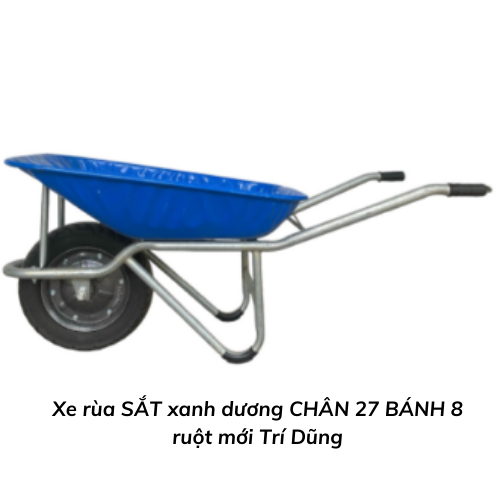 Xe rùa SẮT xanh dương CHÂN 27 BÁNH 8 ruột mới Trí Dũng