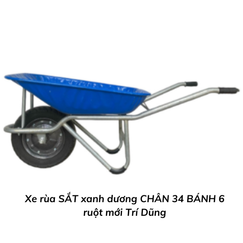 Xe rùa SẮT xanh dương CHÂN 34 BÁNH 6 ruột mới Trí Dũng